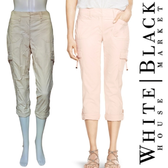 White House Black Market Convertible Ankle To Crop Cargo Pants In Color Bungalow - Picture 14 of 16